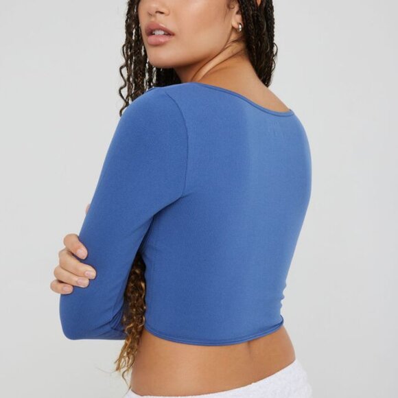 🔴Garage - Long Sleeve Blue Seamless Corset Top - Size S - Picture 4 of 8